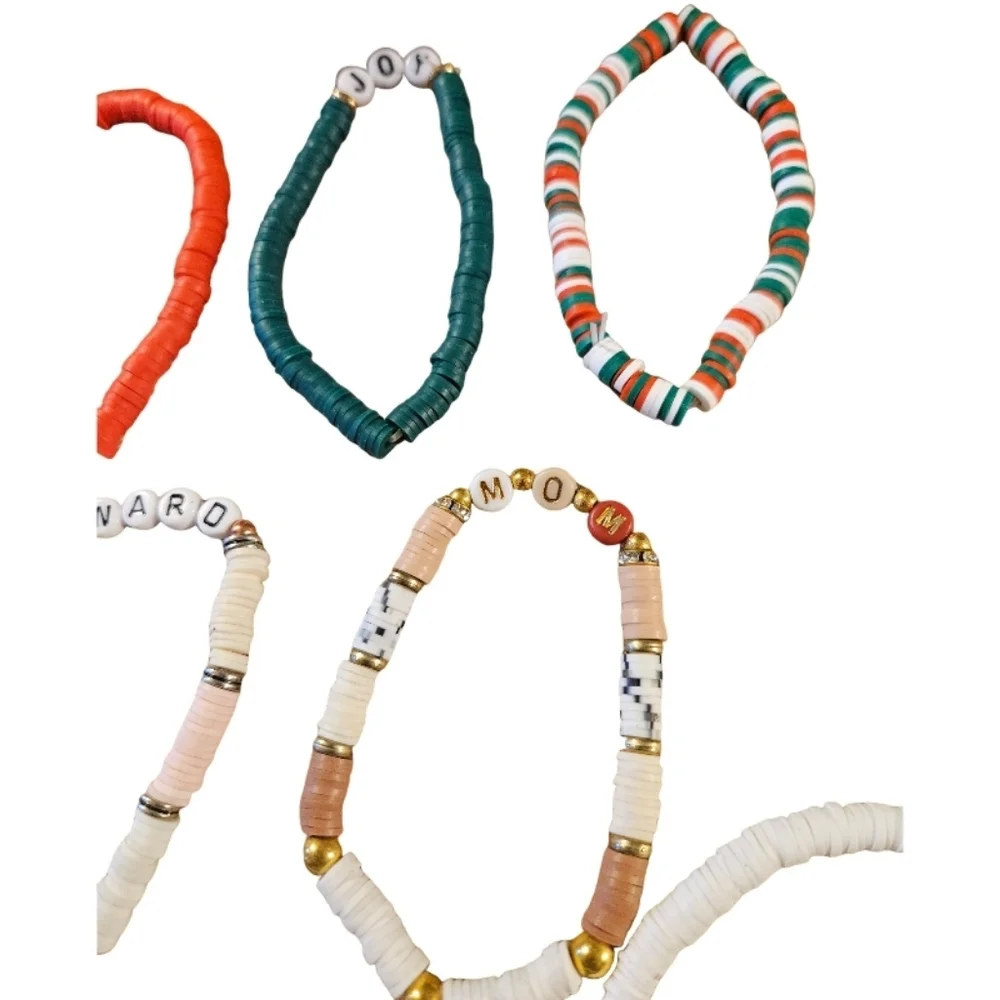 Lot 10 Piece Heishi handmade stretch bracelets